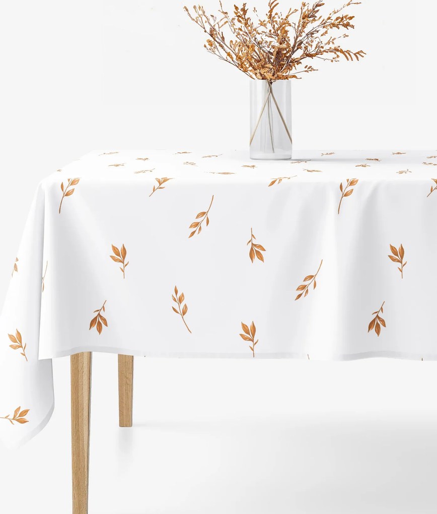 Goldea hranatý obrus 100% bavlnené plátno - hnedé jesenné lístky 100 x 140 cm