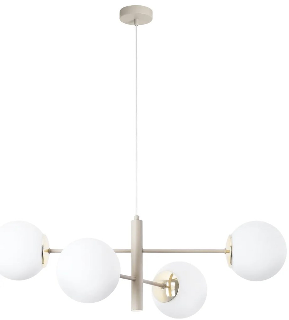 Závesné svietidlo Florence, 4x biele sklenené tienidlo, be/g