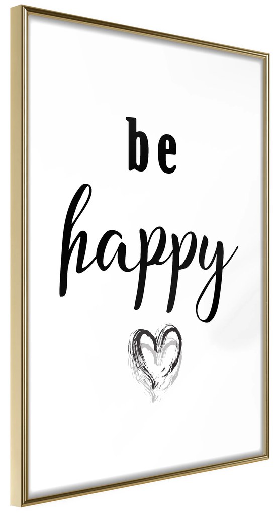 Artgeist Plagát - Be Happy [Poster] Veľkosť: 30x45, Verzia: Čierny rám s passe-partout