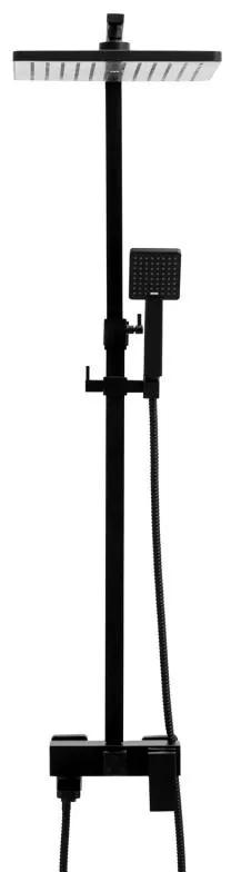 Erga Cube, sprchová súprava s pákovou batériou, vaňovou výlevkou a dažďovou hlavicou 30x30cm, čierna matná, ERG-YKA-BP.CUBE-30-BLK
