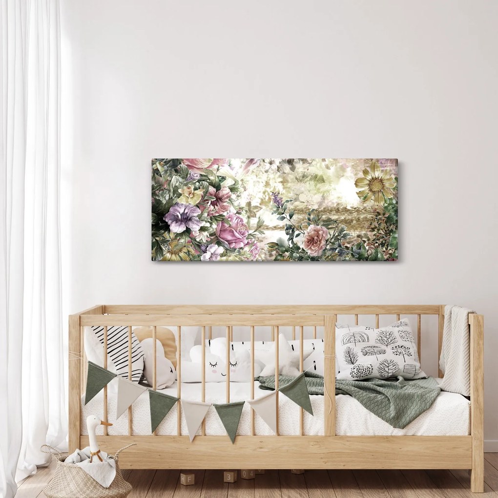 Obraz - Dizajnové kvety (120x50 cm)
