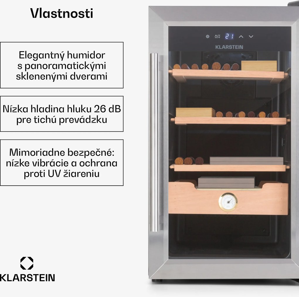 Klarstein El Presidente 48, humidor na cigary, 48 l, 2 zásuvky, 1 priehradka z cédrového dreva