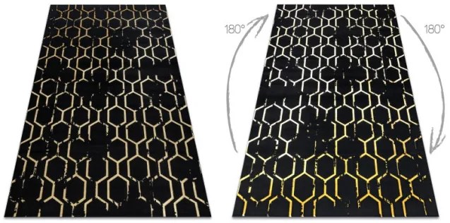 Koberec GLOSS 407C 86 Styl, glamour - čierny, zlatý