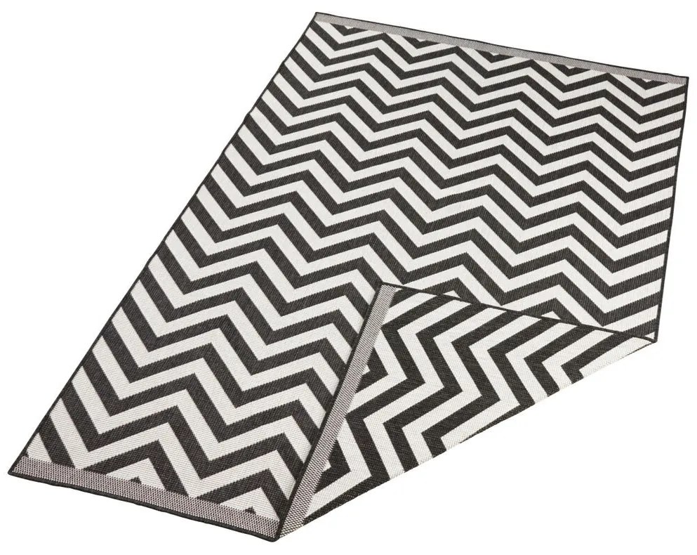 Hanse Home, Kusový koberec Twin Supreme 103433 Palma black creme – na von aj na doma, 80x250, čiernobiela, chodba / predsieň