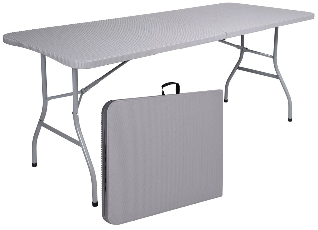 ShopJK SKLADACÍ STÔL 180 CM RATTAN ŠEDÝ