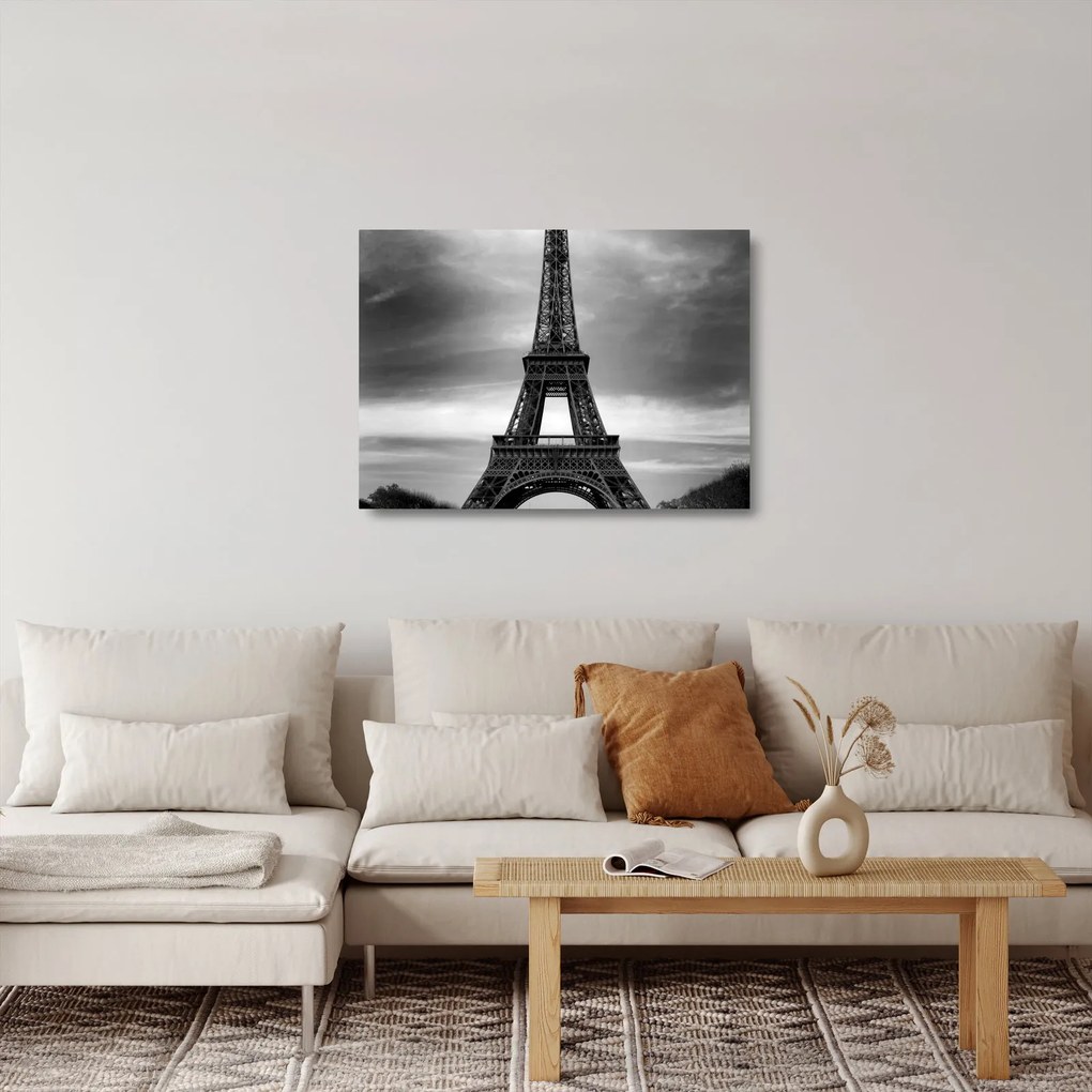Sklenený obraz - Ružové auto v Paríži (70x50 cm)
