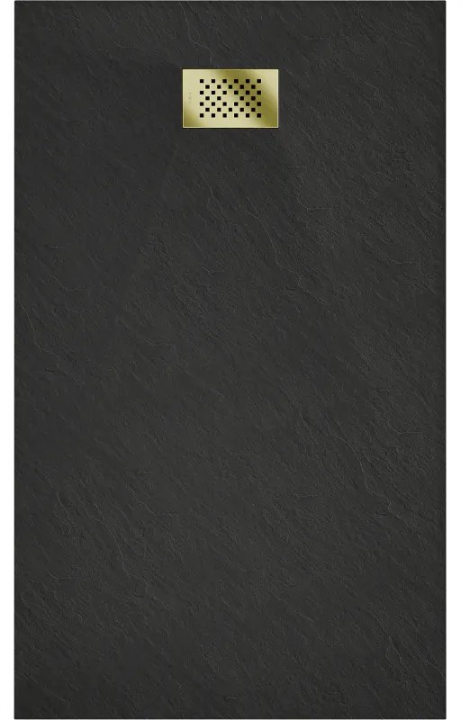 Mexen Hugo, obdĺžniková sprchová vanička SMC 160 x 70 cm, čierna, zlatá krytka, 42707016-G
