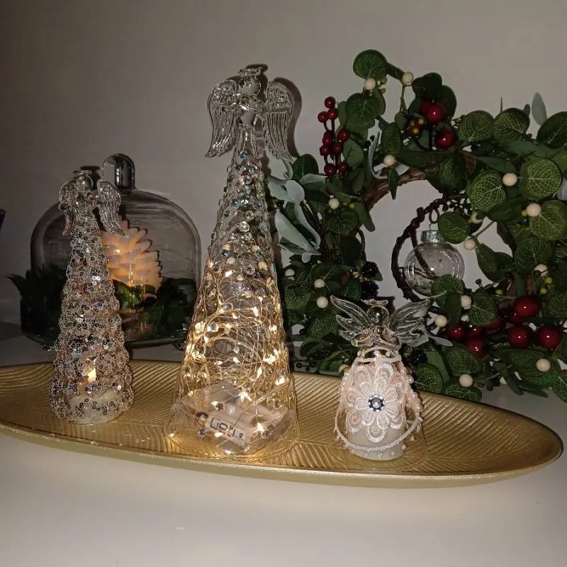 DECOLED Skleněný anděl, 6,5 x 10 cm