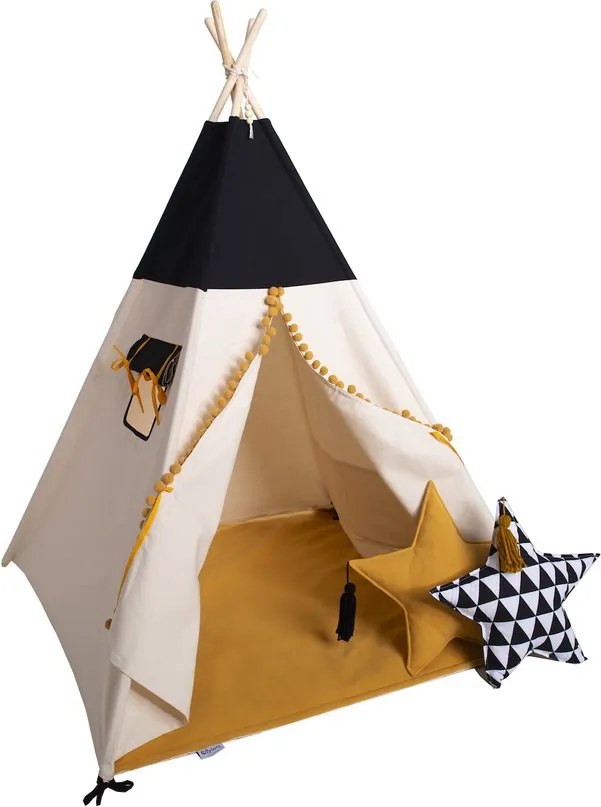 lovel.sk Detský stan teepee Black/Honey