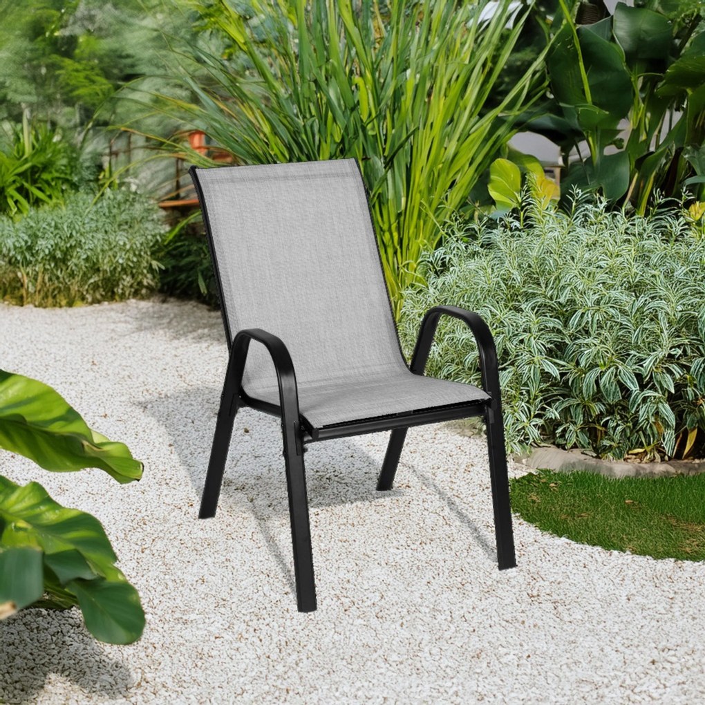 Sada 4 ks záhradných stoličiek na terasu, balkón svetlošedé  MultiGarden