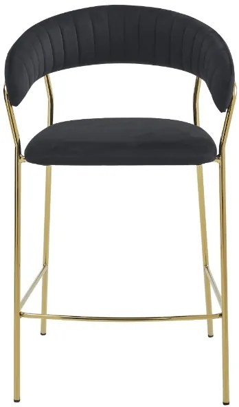 Zamatová barová stolička Macao čierna