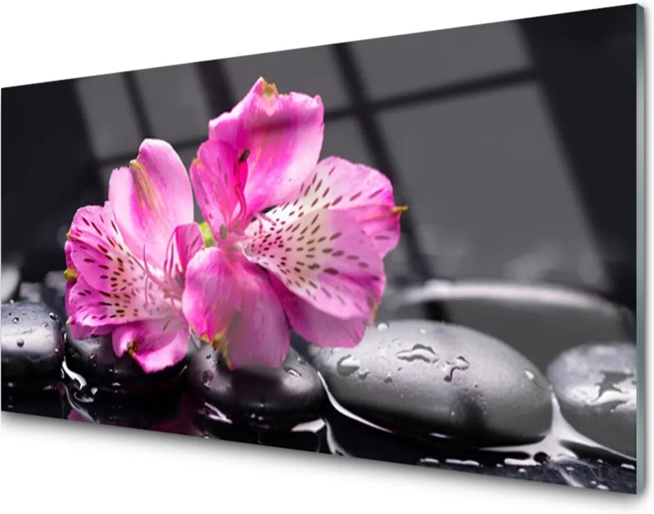 Skleněný obraz Květiny kameny zen lázně
