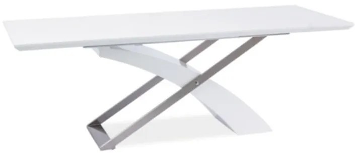 Rozkladací jedálenský stôl Kros - biely vysoký lesk