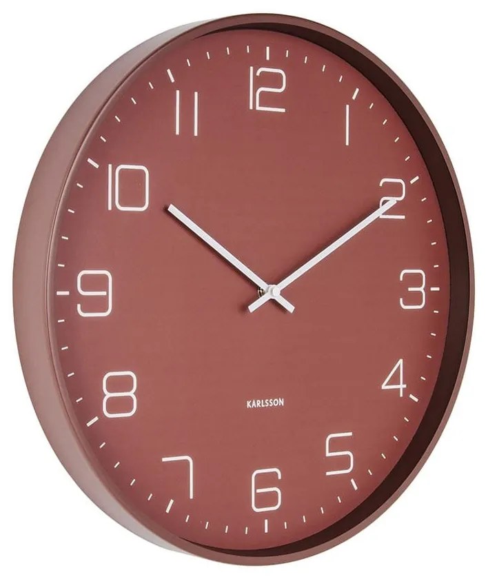 KARLSSON Nástenné hodiny Lofty Iron matná bordová ø 40 cm × 4,5 cm
