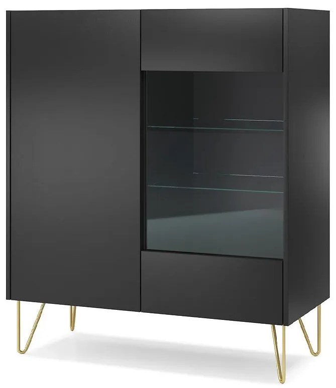 Vitrína Harmony WT97 čierna grafit/mramor black