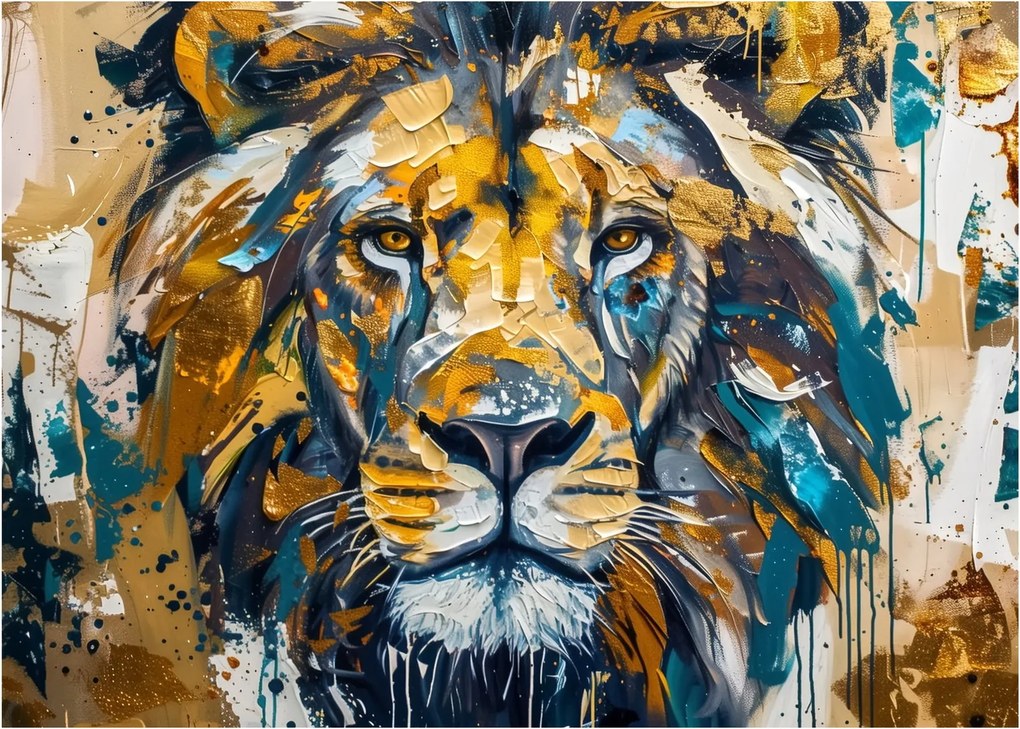 Obraz - Abstraktná olejomaľba s levom (70x50 cm)