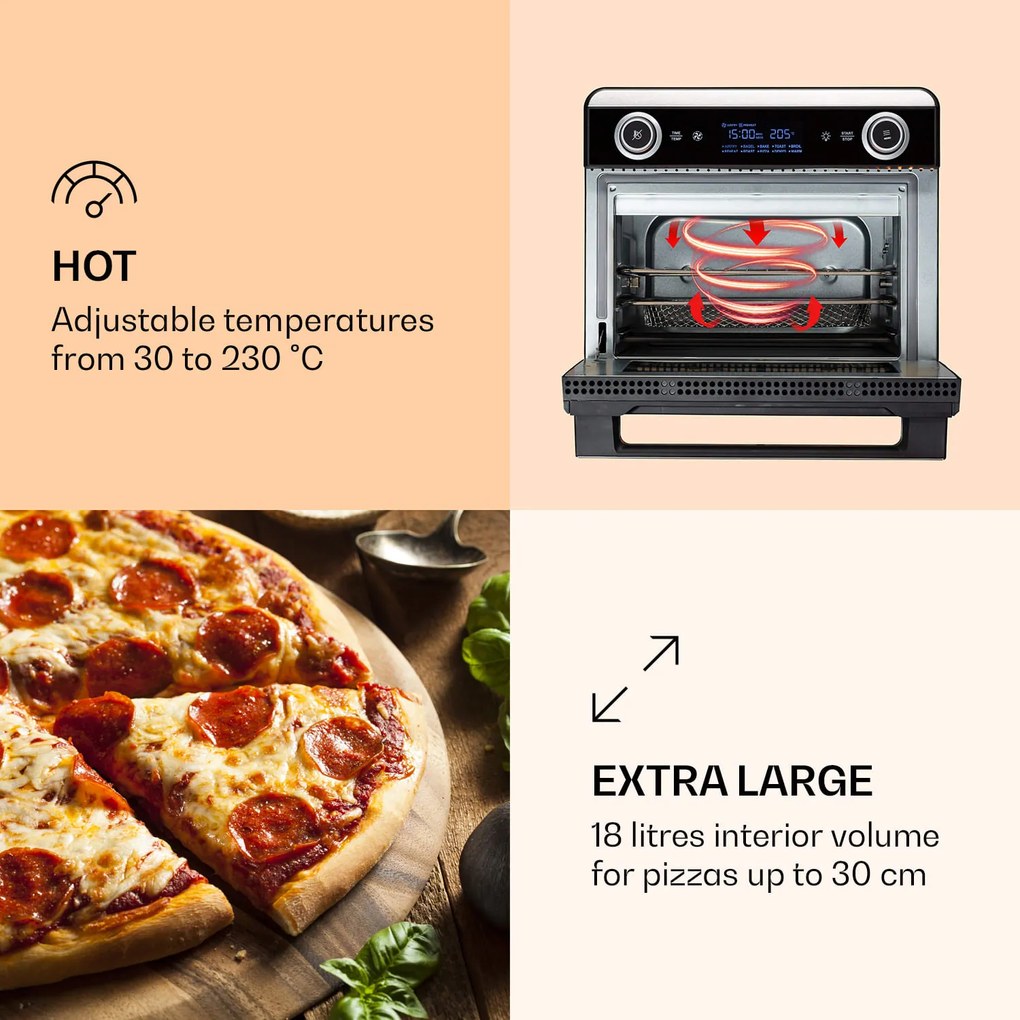 AeroVital Jumbo 3 v 1, teplovzdušná fritéza, toaster, dehydrátor, 1550 W, 18 l