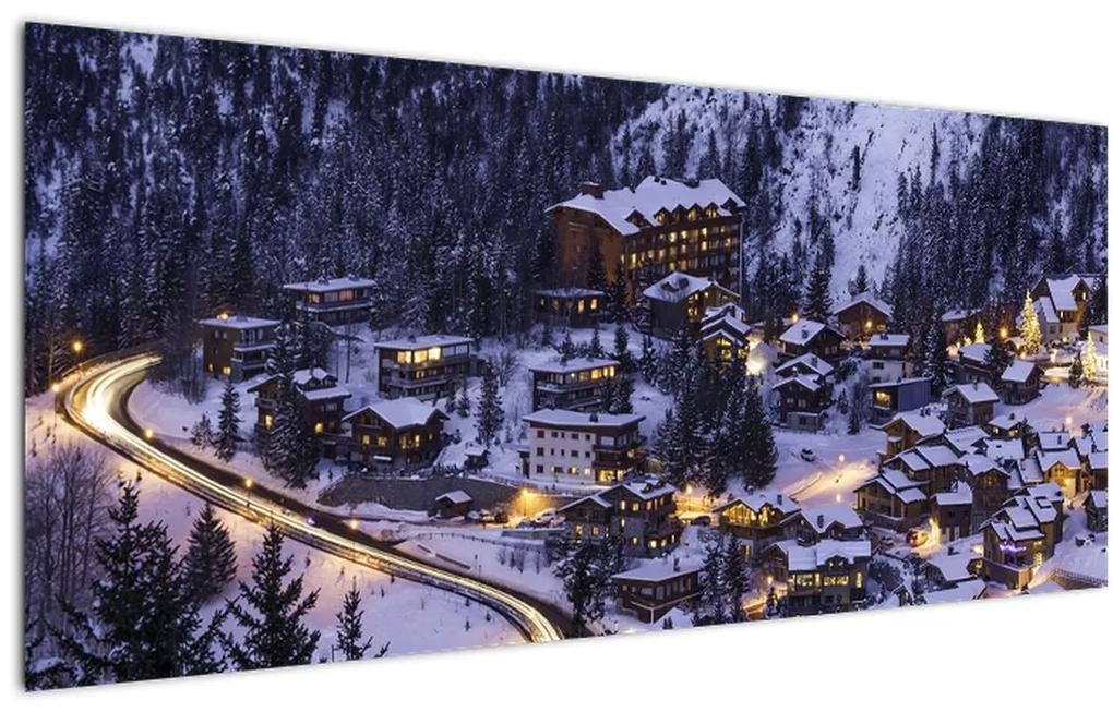 Obraz - horské zimné mestečko (120x50 cm)