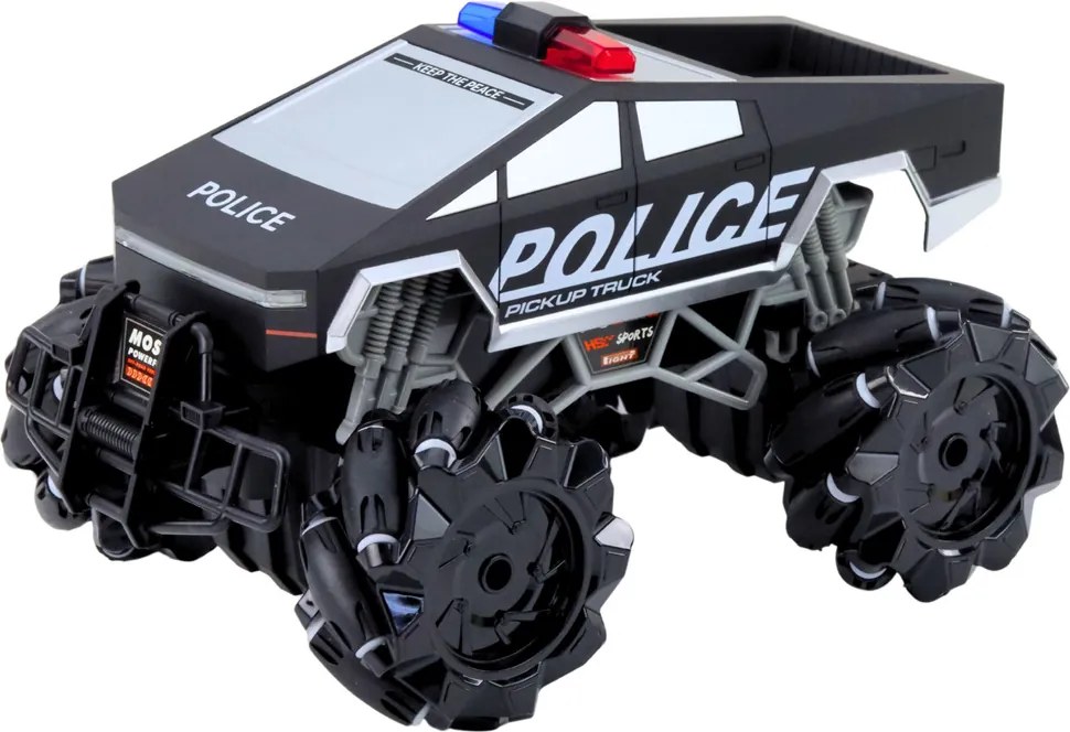 LEAN Toys Off-road auto Pick Up Truck Polícia diaľkové ovládanie RC svetlá Dym 1:16