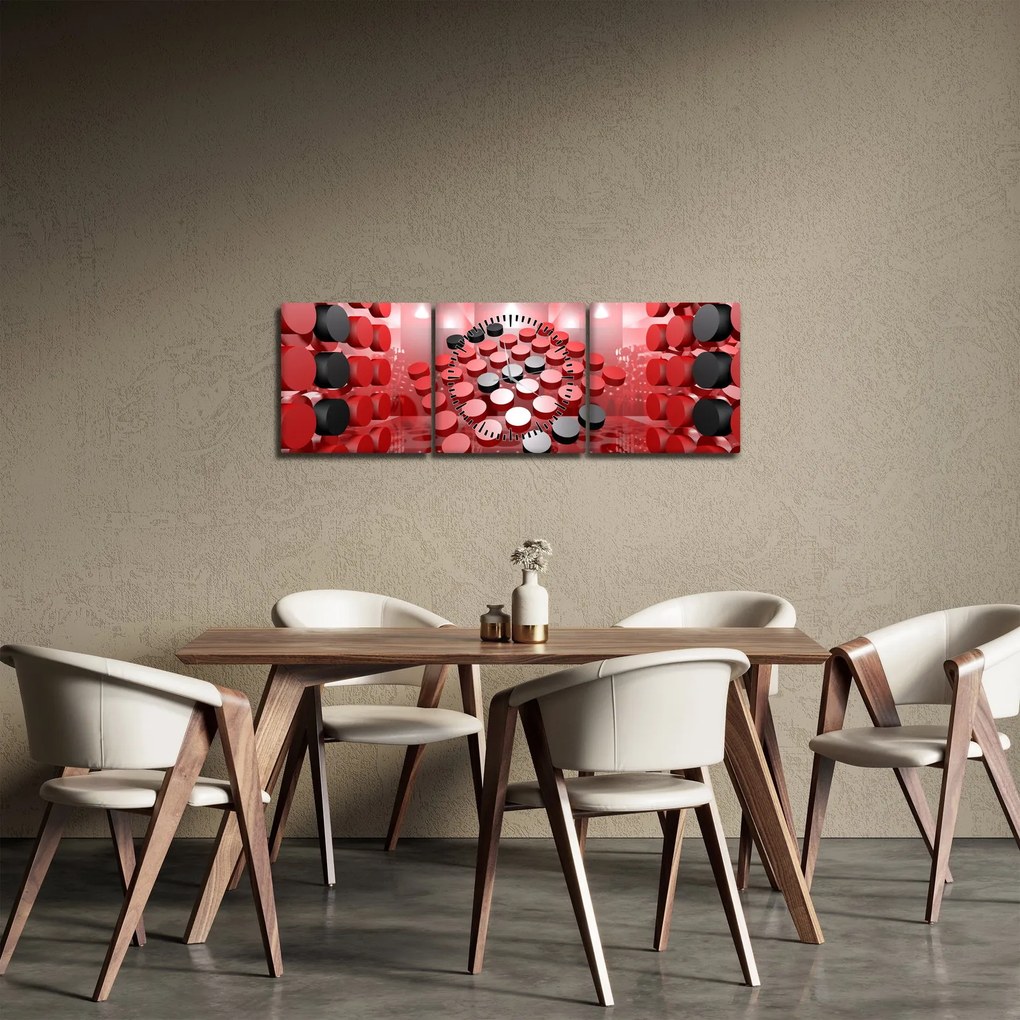 Obraz tlačidlové abstrakcie (s hodinami) (90x30 cm)