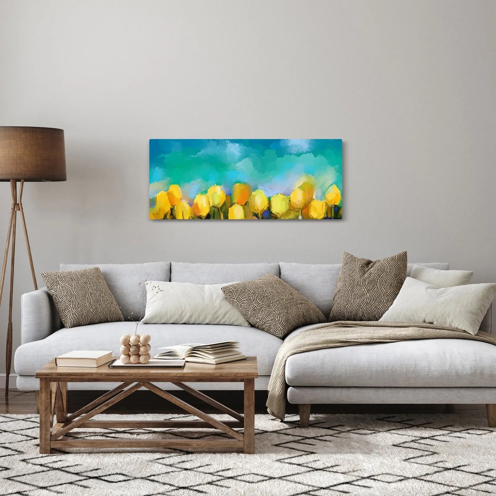 Obraz žltých tulipánov (120x50 cm)