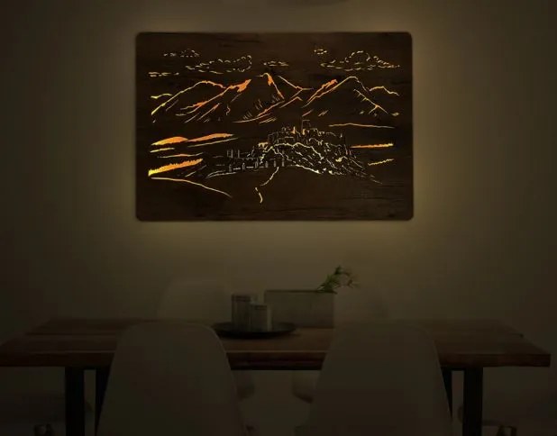 Podsvietený obraz Spišský hrad na batériu