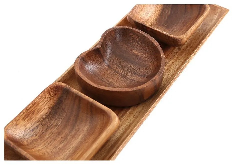 Hnedé drevené servírovacie misky v súprave 4 ks Kora – Premier Housewares