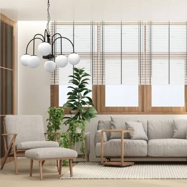 Luster na reťazi CAMBRIDGE 6xE14/60W/230V čierna