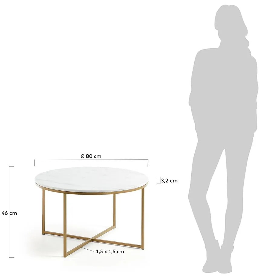 Konferenčný stolík Kave Home Shefield, ø 80 cm