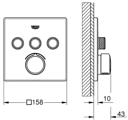 GROHE 29149000 - Krytka podomietkovej batérie SMARTCONTROL 158 × 158 mm chróm