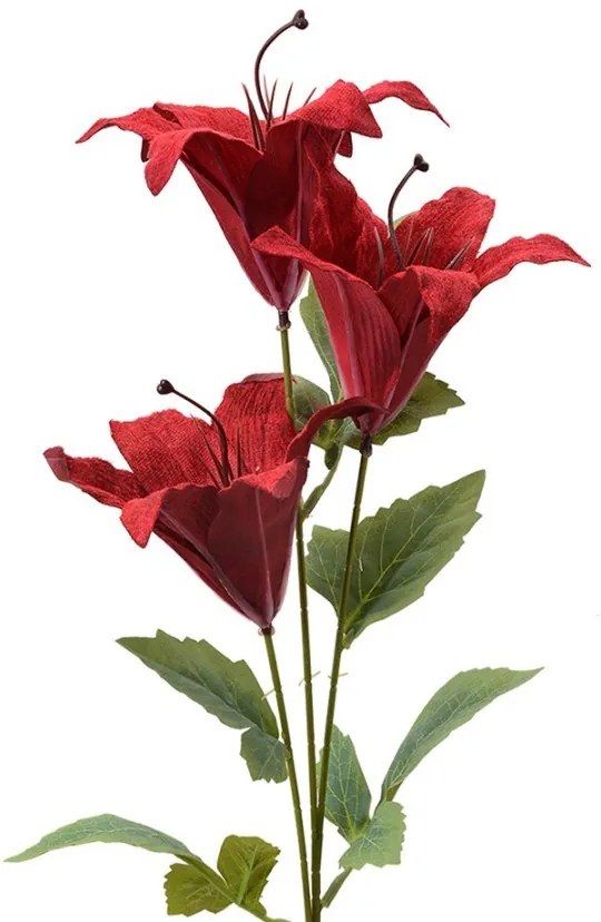 Dekoračný umelý kvet červená ľalia - 15*10*72 cm