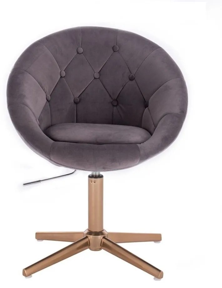 LuxuryForm DESIGN Kreslo VERA VELUR na zlatom kríži - tmavosivé
