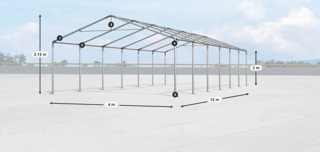 Bestent Skladová hala/ garáž 4x12x2m Comfort PE 240g