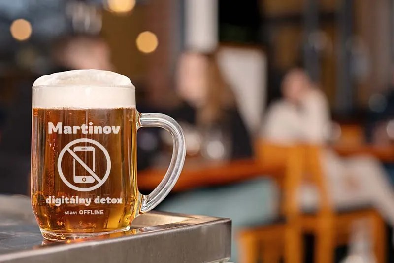 Pieskovaný polliter na pivo Digitálny detox