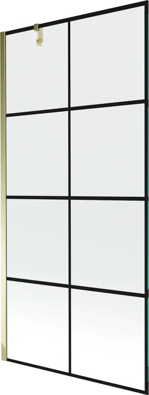 Mexen Next vaňová zástena jednokrídlová 90 x 150 cm, Čierny vzor, Zlatá - 895-090-000-00-77-50