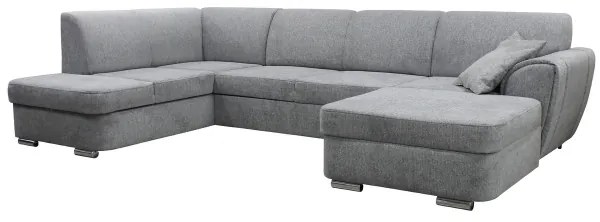 Rozkladacia rohová sedacia súprava SERPA v tvare U, ľavá, sivá, s úložným priestorom