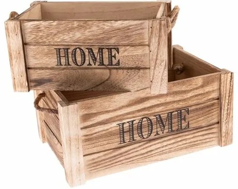 Sada dekoračných drevených debničiek Home 2 ks, prírodná