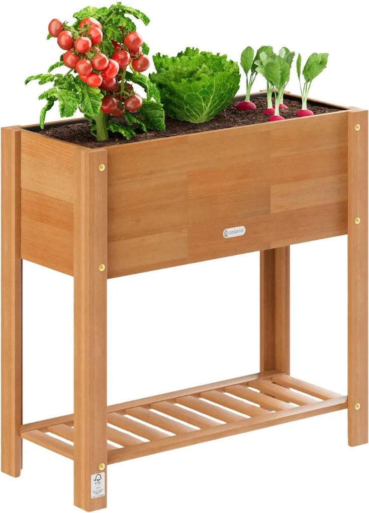 Vyvýšený záhon Raidy 68 cm z akáciového dřeva hnědý