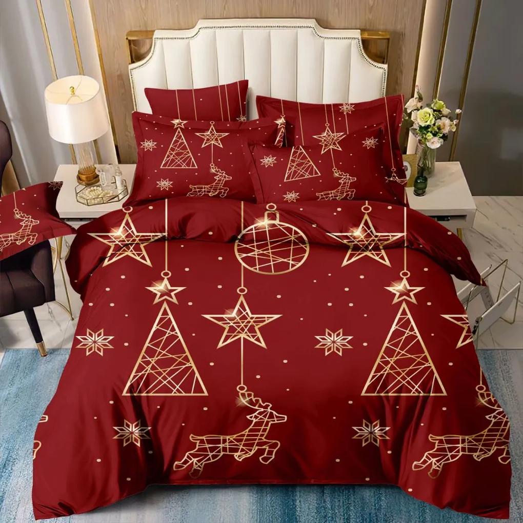 DomTextilu Očarujúce červené vianočné posteľné obliečky vianočné ozdoby 3 časti: 1ks 160 cmx200 + 2ks 70 cmx80 Červená 180x220 cm 47803-219876