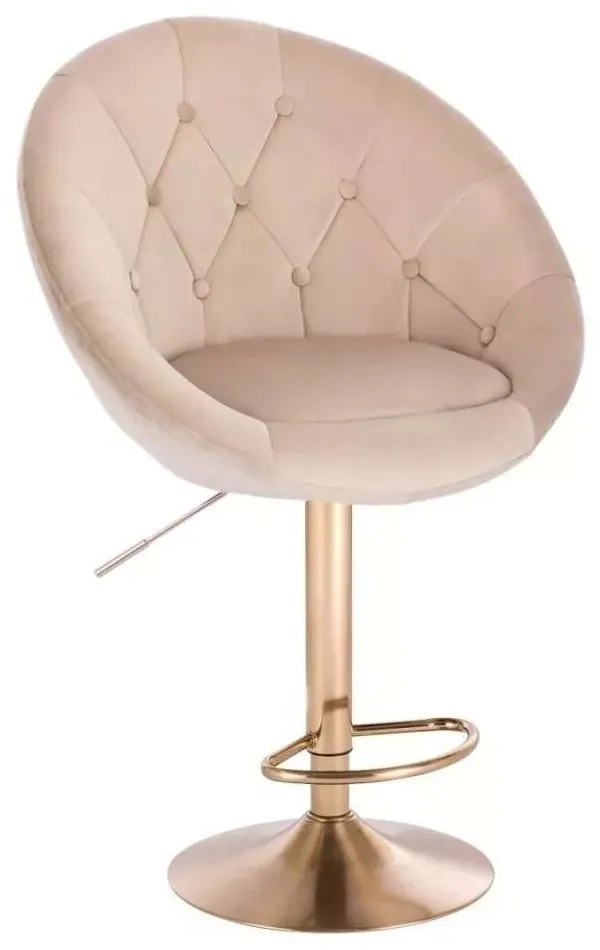 LuxuryForm DESIGN Barová stolička VERA VELUR na zlatom tanieri - latte