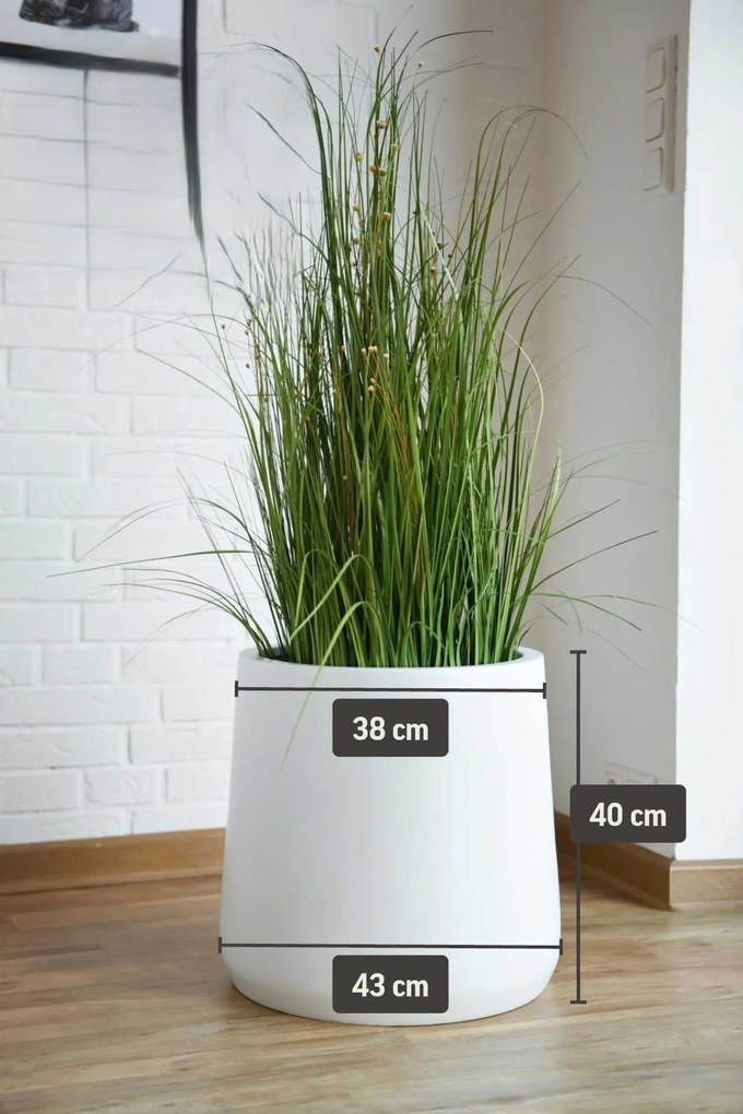 Kvetináč VEKRA, výška 40 cm, sklolaminát, biely