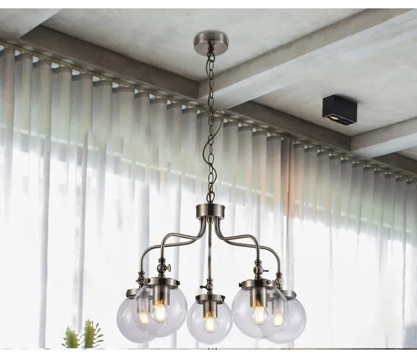 Luster na reťazi BALLET 5xE27/40W/230V matný chróm