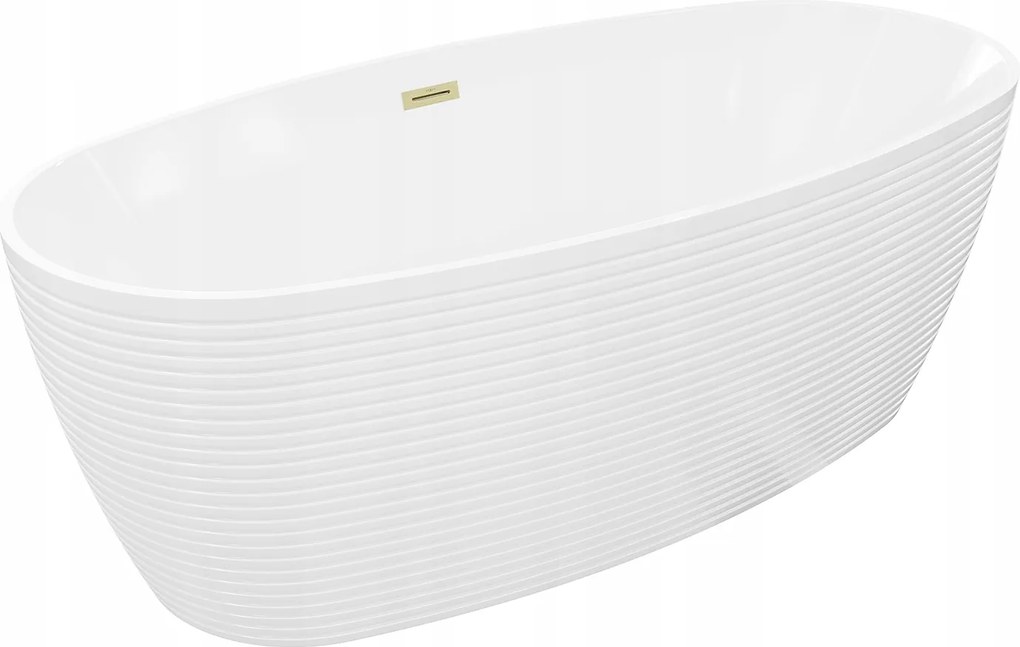 Voľne stojaca vaňa Mexen Lira 170x80 cm Biela Zlatý Prepad