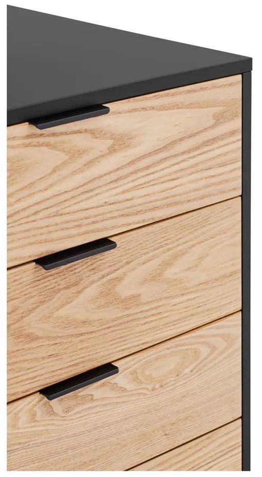 Nízka komoda v dekore duba v čierno-prírodnej farbe 159x80 cm Sierra – Teulat