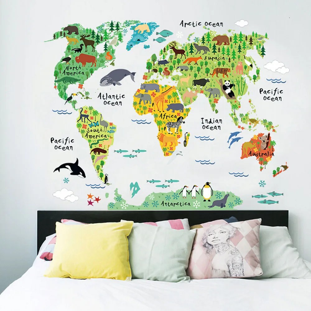 PIPPER | Samolepka na stenu "Farebná Mapa Sveta 2" 95x73 cm