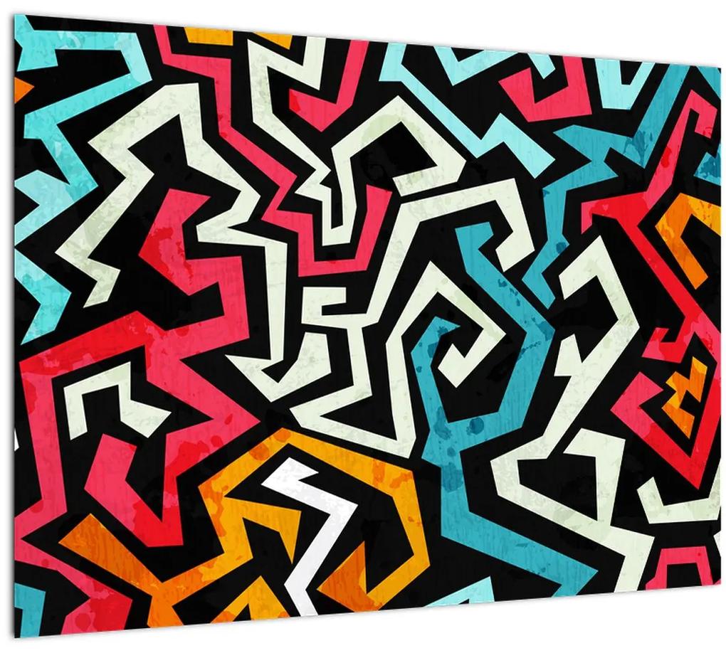 Sklenený obraz grafické abstrakcie (70x50 cm)
