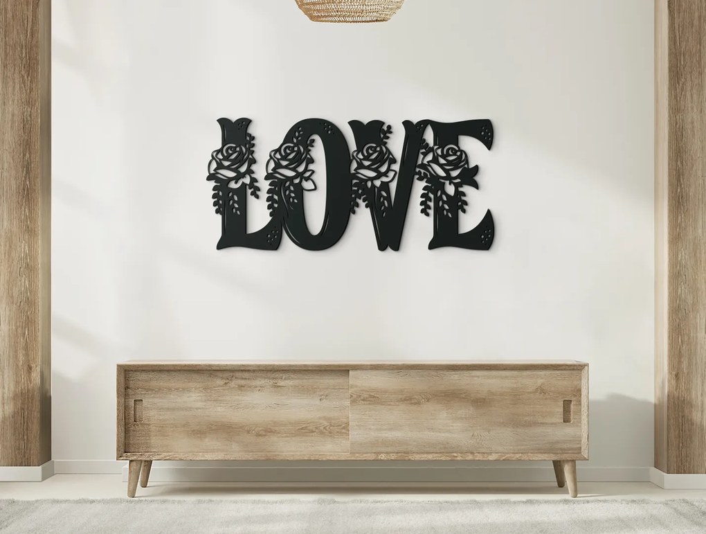 drevko Drevený nápis na stenu LOVE Rozmer obrazu: 20,5 x 44,5 cm, Farba dekorácie: Čierna
