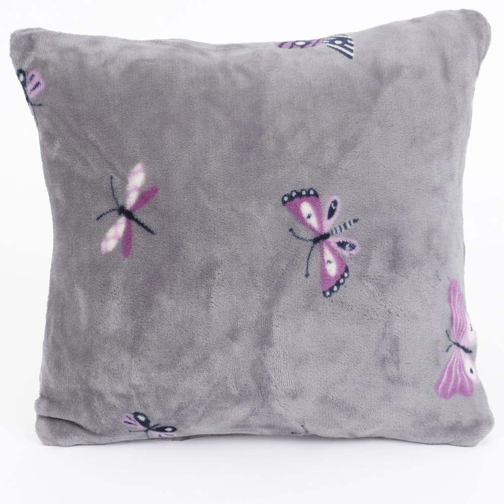 Obliečka na vankúšik mikroplyš Exclusive 40 × 40 cm - Motýliky sivé