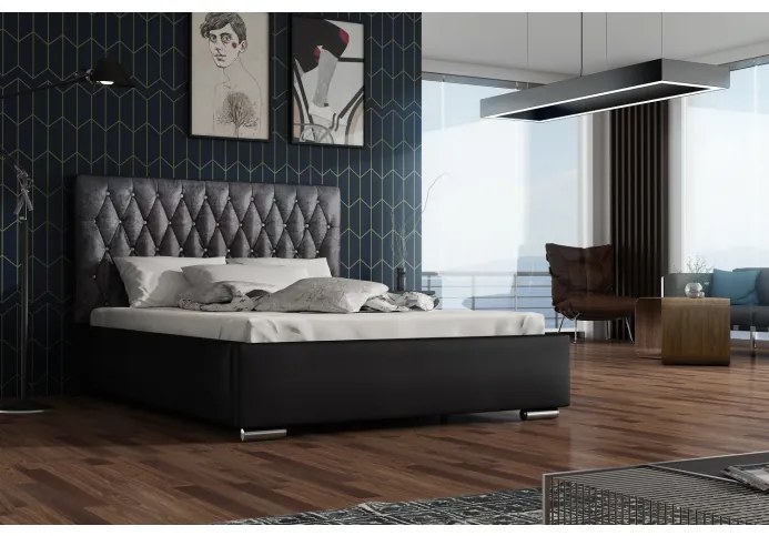 Dizajnová manželská posteľ 140x200 SIRENA - čierna / čierna