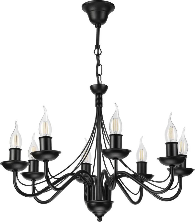 Luster na reťazi ANTON 8xE14/60W/230V čierny